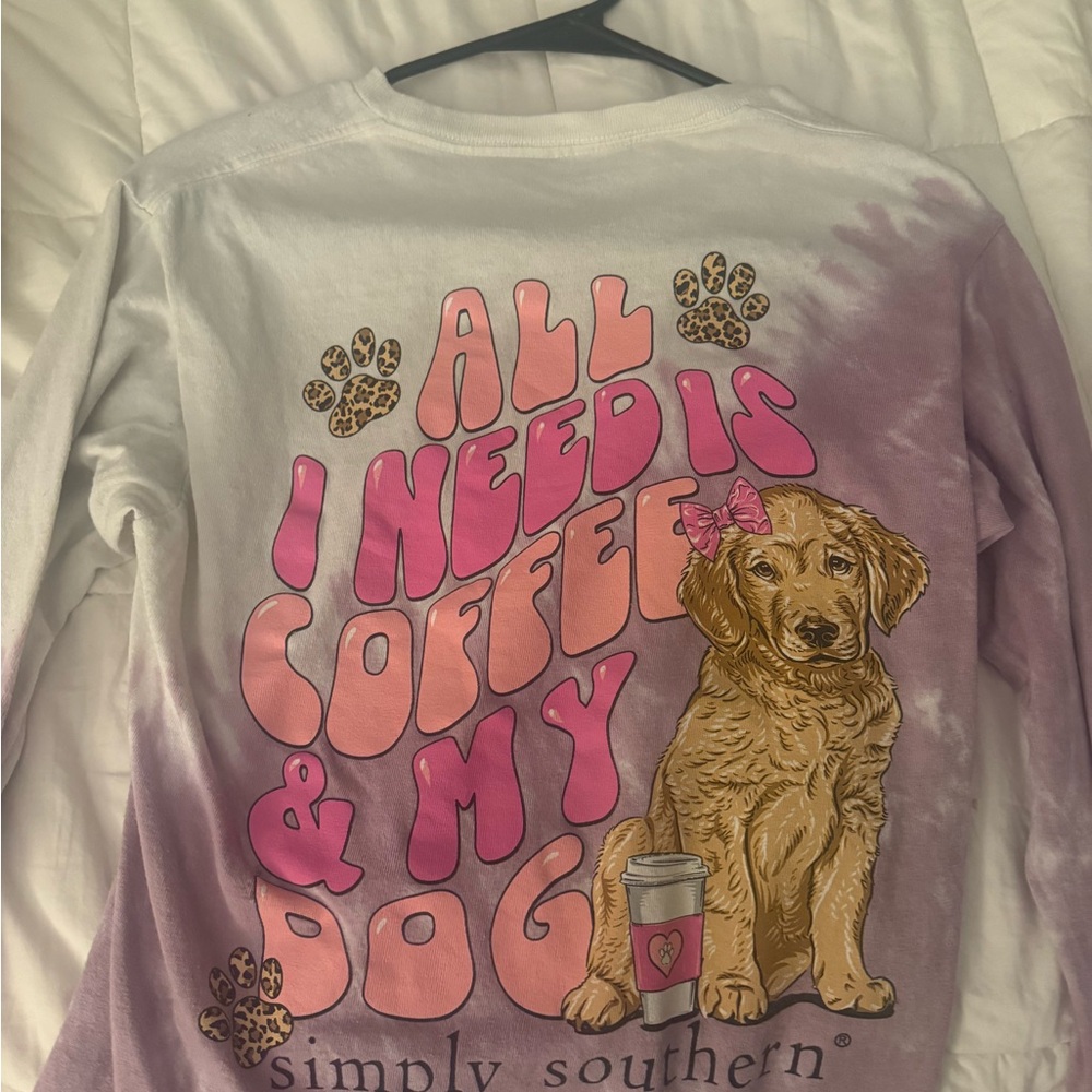Simply Southern Pink and White Dog Lover Shirt